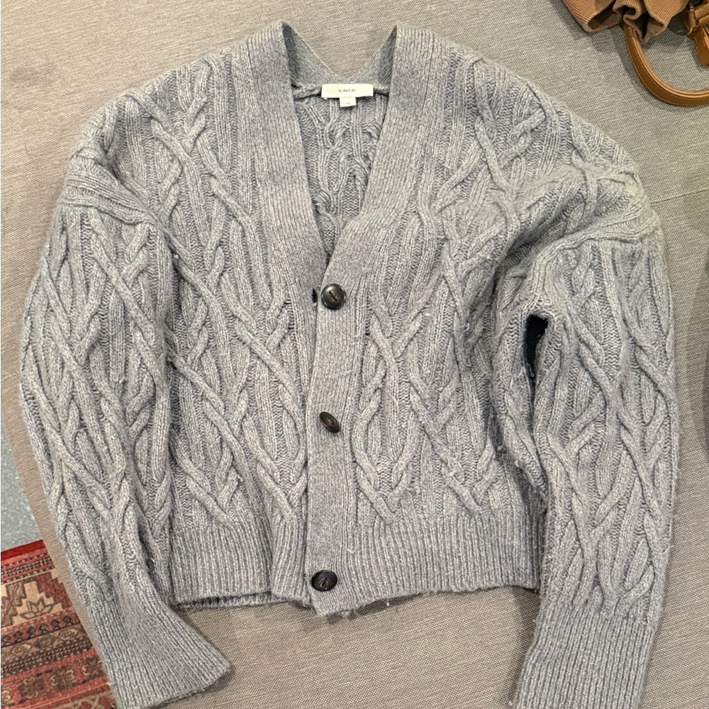 Vince Gray Cable Knit Cardigan